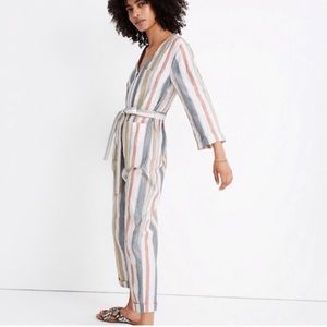 Madewell V Neck Tie Waist Jumpsuit